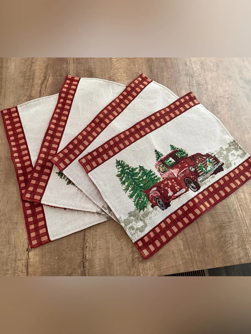 Vintage Red Truck Holiday Placemat Set - 4pc